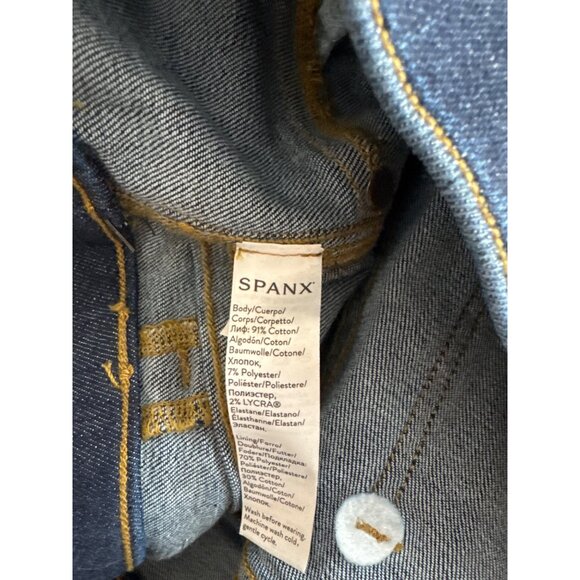 Spanx Womens Flare Jeans size medium Dark Indigo Mid-Rise Stretch Denim $128 - Picture 6 of 7
